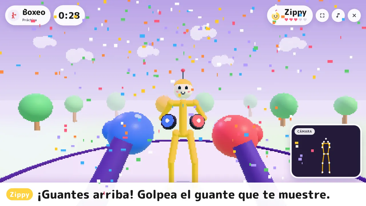 Boxeo con Zippy: golpea el guante que te muestra.